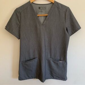 FIGS Scrubs Technical Collection Charcoal Gray Short Sleeve Top Size XS
